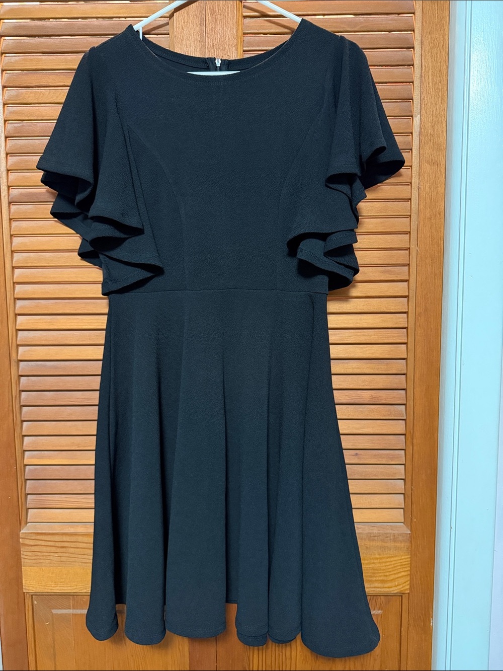 Classic Black Flutter-Sleeve Dress - Women's